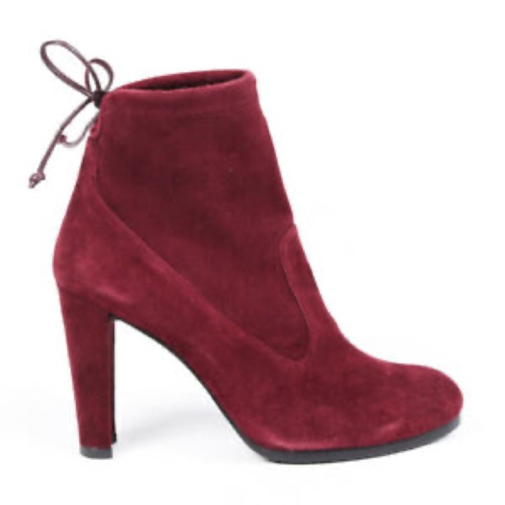Stuart Weitzman Suede Glove Tie Back Booties